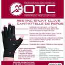 OTC Resting Splint Glove, 5 Finger Semi-Rigid Splints, Open Tips, Black, Left Hand, Large