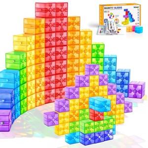 Magnetic Blocks - Translucent Magnetic Building Blocks for Toddlers 1-3, STEM Rainbow Magnet Cubes for Kids Ages 2-4, Magnet Toys for Kids 3-5, Christmas Birthday Gifts for Girls & Boys