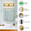 Battery Operated Resin Wall Sconce - Wireless Rechargeable Gold Wall Light Dimmable LED Remote Wall Sconces Lighting Modern Cordless Brushed Brass Vanity Light Fixture for Living Room Bedroom Bathroom, 19 Inch