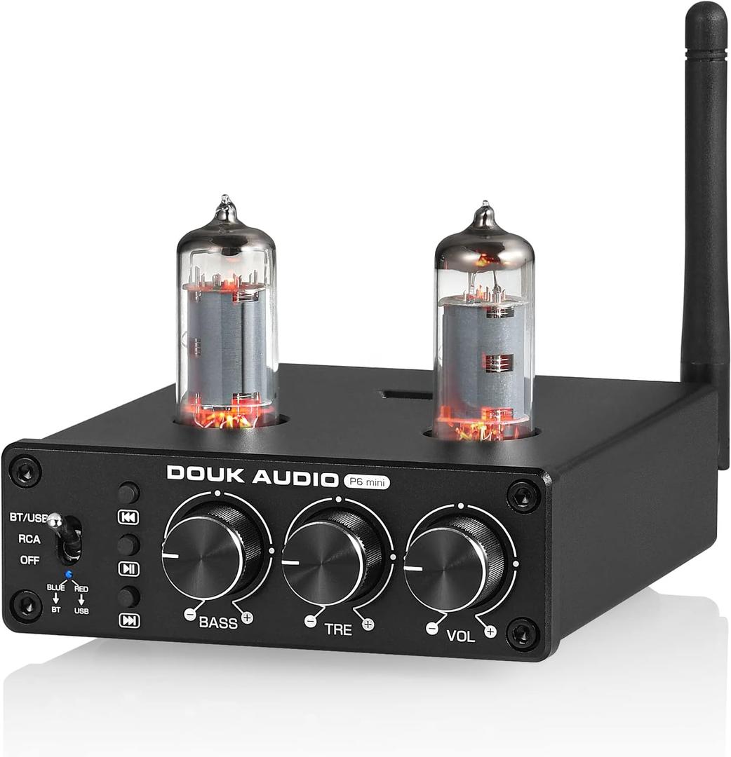 Douk Audio P6 MINI HiFi Vacuum Tube Preamp Bluetooth Stereo Audio Pre-Amplifier Tone Control