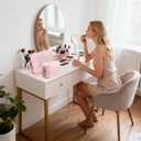 2 x Pink Puffy Puffer Makeup Bag for Purse Small Makeup Pouch Quilted Cosmetic Bag Cute Cotton Toiletry Pouch Bag for Women