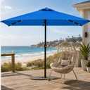 6.5 x 10ft Rectangular Patio Umbrella with Solar Lights, 16 LED Lighted Market Umbrella with Push-Button Tilt and Crank, 6 Sturdy Iron Ribs for Garden, Deck, Pool, Royal Blue