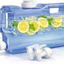 Refrigerator Water Dispenser 1.1 Gallon Bottle with 2 Spigots - BPA Free Plastic Slim Water Jug with Spout Leak Proof | Refillable Fridge Water Container, Convenient Handles (Royal Blue)