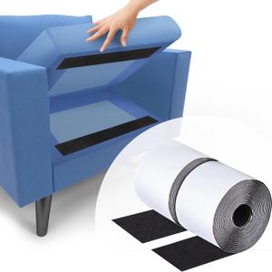 4 Inch x 18 Feet Black Hook and Loop Tape with Adhesive, Nylon Heavy Duty Hook and Loop Tape Strips, Non Slip Rug Grippers, Wall Adhesive Strips, Keep Couch Cushions from Sliding - Black