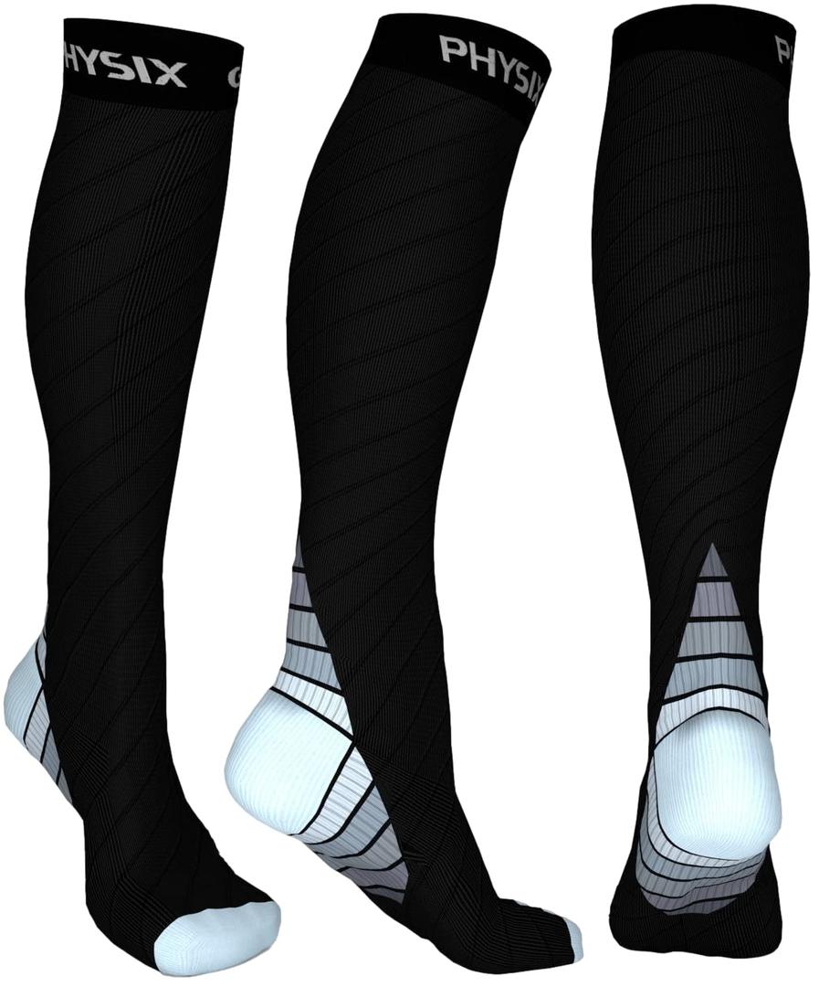 Physix Gear Compression Socks 20-30 mmHg - Men & Women - Running, Nurses, Shin Splints, Flight, Travel, L/XL
