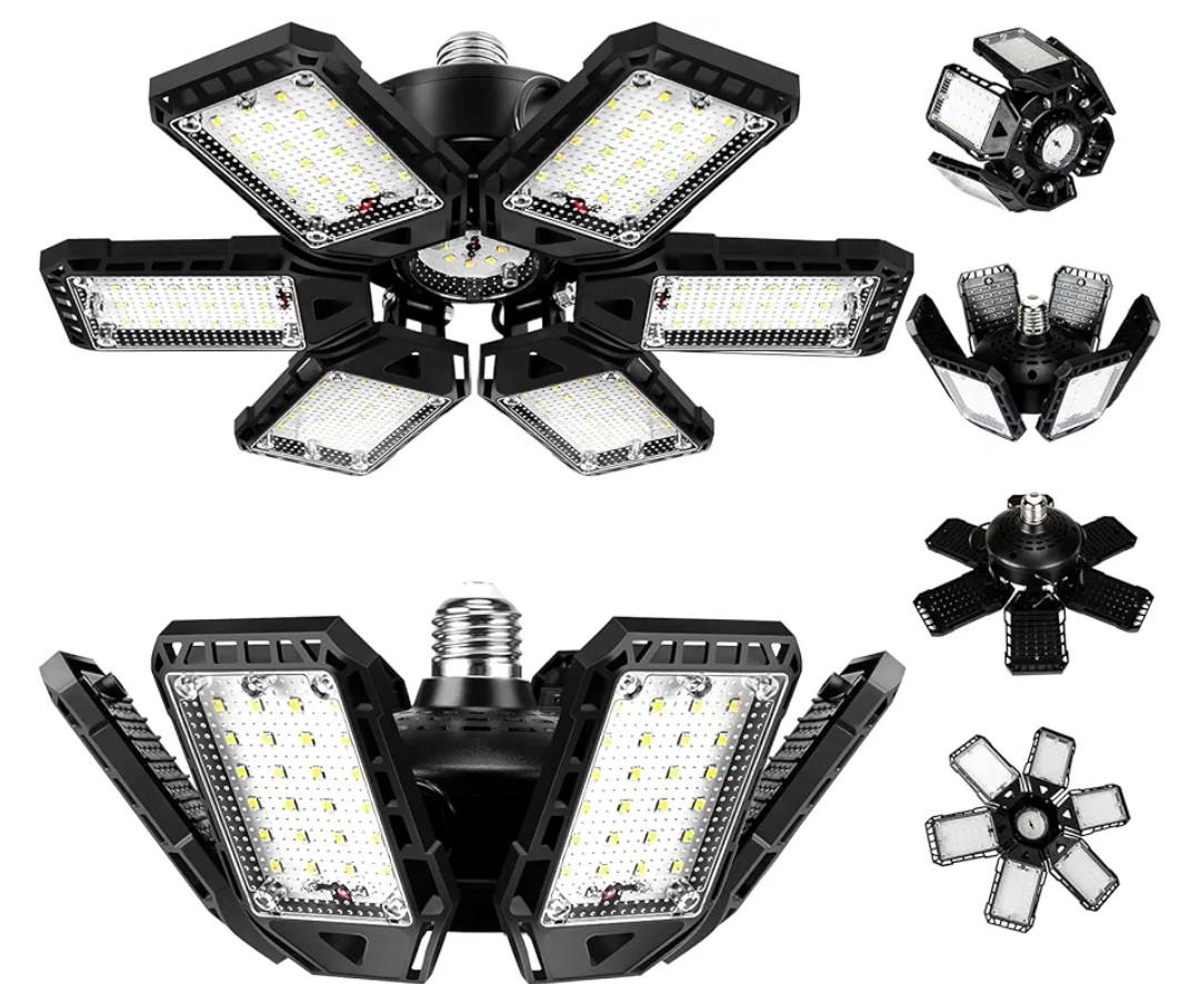 LED Garage Lights Bulb 2 Pack 180W 18000LM 6500K Led Shop Light with 6 Plus 1 Deformable Panels Basement Barn Ceiling Lights for E26/E27