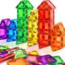 Magnetic Tiles for Kids Ages 3-5 4-8 Magnetic Building Blocks Expansion Pack for Toddlers Creative Learning Construction Toys Gift for Kids 3 4 5 6 7+Year Old Boys Girls Christmas Birthday 34PCS