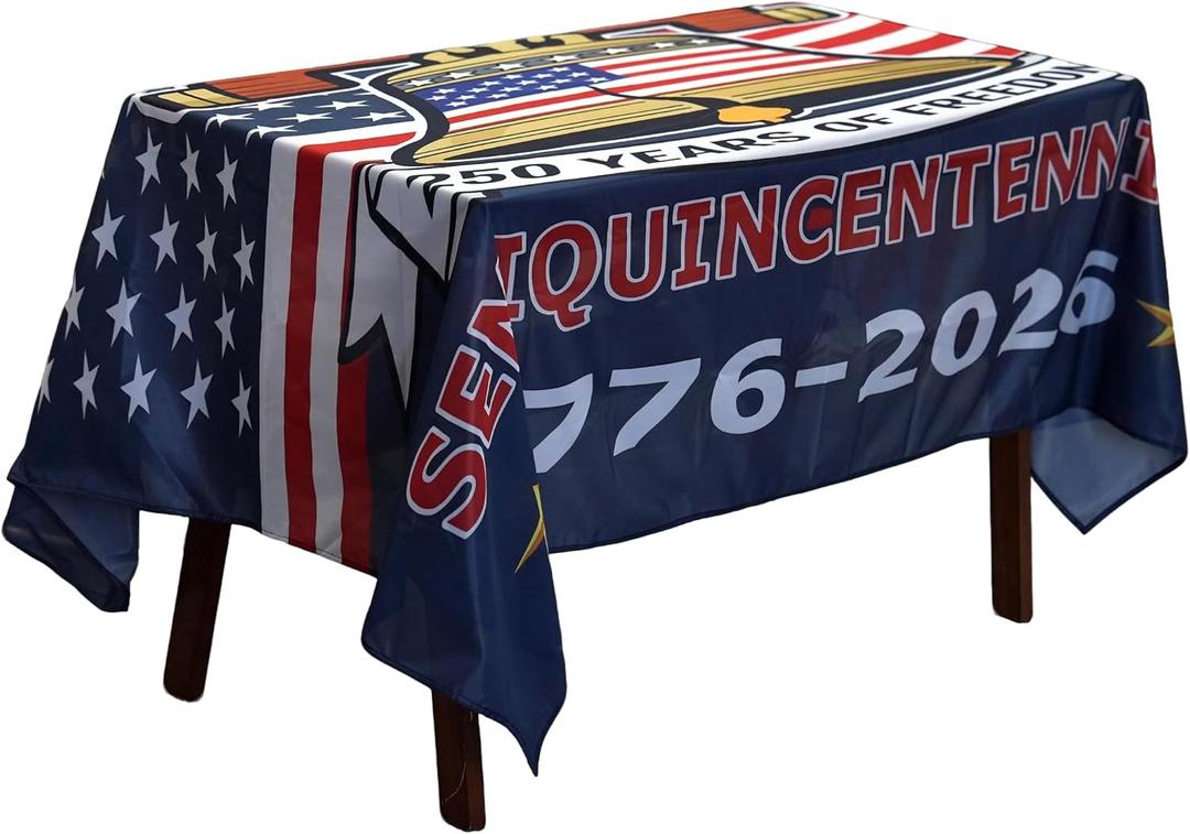 Kind Girl 250 Anniversary Tablecloth Flag,Blessings America USA Flag 250th,1776-2026 Commemorative,4th of July Anniversary Celebration,with Liberty Bell Design,Rectangular Tablecloth Fade-Resistant.