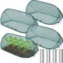 4 Sets 39" x 15" x 15" Pop up Garden Mesh Plant Cover Garden Rows Plants Cover with 24 Pcs Ground Nails Foldable Outdoor Protector Tent for Vegetables Fruits Seedlings Flowers from Animals, Dark Green 