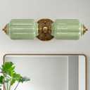 Green Glass Vintage Bathroom Vanity Light, 2-Light Wall Sconce, 5.5in 2-Light