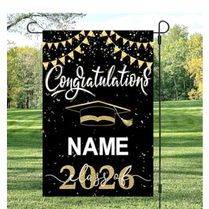 Graduation Flags Personalized 2026, Graduation Garden Flag Double Sided Class Of 2026, Congrats Grad Garden Flags For Outside Yard Decoration, Size 17.7in*11.8in,  2 pack