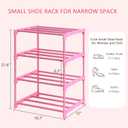 LNYZQUS Small Kids Shoe Rack, 4 Tier Pink Shoe Organizer Shoe Shelf for Closet,Stackable Narrow Shoe Stand Slim Zapateras Organizer,Cute Toddler Shoe Rack Floor for Women & Girls-Full Pink