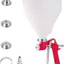 ROIKETU Drywall Wall Painting Sprayer, 1.5 Gallon Paint Texture Tool Air Hopper Spray Gun with 3 Nozzle(4.0mm/6.0mm/8.0mm) for Stucco Mud or Popcorn on Walls and Ceiling (Red)