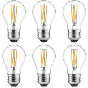 A15 LED Bulbs - Vintage Edison Bulbs, Dimmable, Clear Glass, E26 Medium Base, 6W (60W Equivalent), 2700K Warm White, 700LM, for Ceiling Fans, Appliances, Refrigerator Lights - 6 Pack