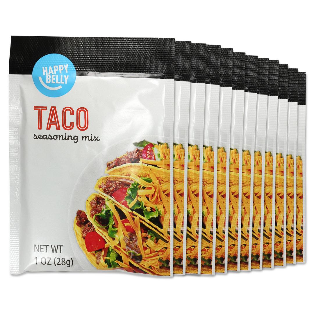 Happy Belly Regular Taco Seasoning Mix, 1.25 ounce (Pack Of 12) BB Date Feb 26, 2028