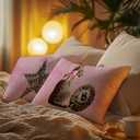 Trendy Pink Cheetah Print Pillow Covers 18x18, Cheetah Print Room Decor, Preppy Leopard Lucky 8 Ball Star Decorative Throw Pillow Covers for Girls Bedroom Living Room Home, Set of 2