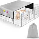 Patelai 114 x 71 Inches Heavy Duty 600d Oxford Dog Playpen Cover Extra Large Uv-Resistant Sun/Rain Shade, Fits 24/32/35/40/45/47/50 Inch Dog Panels for Outdoor Comfort and Protection (Cover Only)