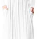 VIISHOW Women's Long Sleeve Loose Plain Maxi Dresses Casual Long Dresses with Pockets (Medium, White)