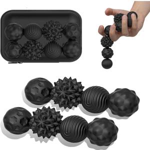 Large Magnetic Sensory Fidget Ball Toy, 8Pcs Silicone Sensory Stress Relief Toys for Adults, Teens with Autism, ADHD, Anxiety, Stocking Stuffers for Women Men Teen Gift (Black, Large)