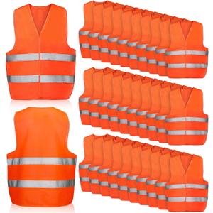Tarpop 60 Packs Safety Vests Pack High Visibility Construction Vests Reflective Working with 2 Reflective Strips (Orange)