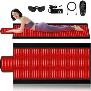 Body Red Light Therapy Mat, Eligible Red Light Therapy Blanket, 2in1 LEDs(660nm& 850nm), Premium Leather, Adjustable Timer & Intensity 195x60cm 1370 LEDs