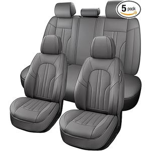 Car Seat Covers Full Set, 5 Seats Comfortable Faux Leather Seat Covers for Cars, Waterproof Automotive Seat Covers, Luxury Universal Fit Seat Covers for SUV, Sedans, Pick-up Trucks (Gray)