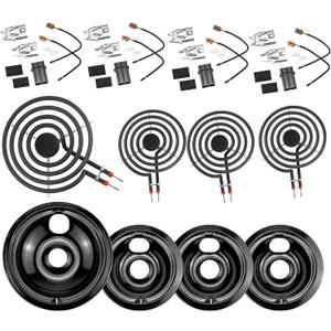 Black Burner Drip Pans 5304430149(6")5304430150(8") Electric Stove Burners MP15YA(6") MP21YA(8")330031 Surface Element Receptacle Compatible for Frigidaire Kenmore Crosley Tappan by MIFLUS