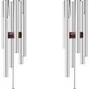 Large Aluminium Wind Chimes 37 Inches to Create a Zen Atmosphere Suitable for Outdoor, Garden, Patio Decoration Classic Chimes with Wind Catcher Suitable as A Gift for Unisex Silver 2 Pack