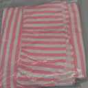 Mindsoft Pink Striped Ruffled Tablecloth 70 x 52 Inches Cotton Linen Rectangle Striped Table Cloth Classic Farmhouse Vintage Table Cover Decorative Pattern for Holiday Party