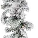 Christmas Time 9-Ft. White Pine Snowy Garland with Warm White LED Lights | Festive Indoor Holiday Decor | Battery-Operated Christmas Decorations for Stairway, Fireplace Mantel | CT-WP108GL-LEDFL