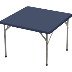 BDDC 34" x 34" Square Fitted Table Cover - Stretchy Spandex Navy Blue Table Cloth, Washable & Wrinkle-Resistant Tablecloth for Tables, Indoor/Outdoor Picnics, Patios & Events