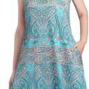 Scotamalone Summer Dresses for Women Casual Beach Travel Vacation Floral Tshirt Sundress Tank Dress Sleeveless with Pockets (XXL)