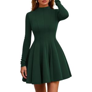 PRETTYGARDEN Fall Dresses for Women Elegant Classy 2026 Casual Long Sleeve Swing A Line Ruffle Short Homecoming Party Dress (Medium)