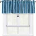 Boho Valances for Windows - Blue White Snowflake Cafe Curtains Winter Snow Short Curtains for Living Room Bathroom Bedroom Basement