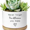 Cute Succulent Planter, Flower Cactus Plant Pot Gifts, Going Away Farewell Thank You Inspirational Employee Appreciation Gifts for Women Men Coworkers Boss Lady Manager (No Plants)