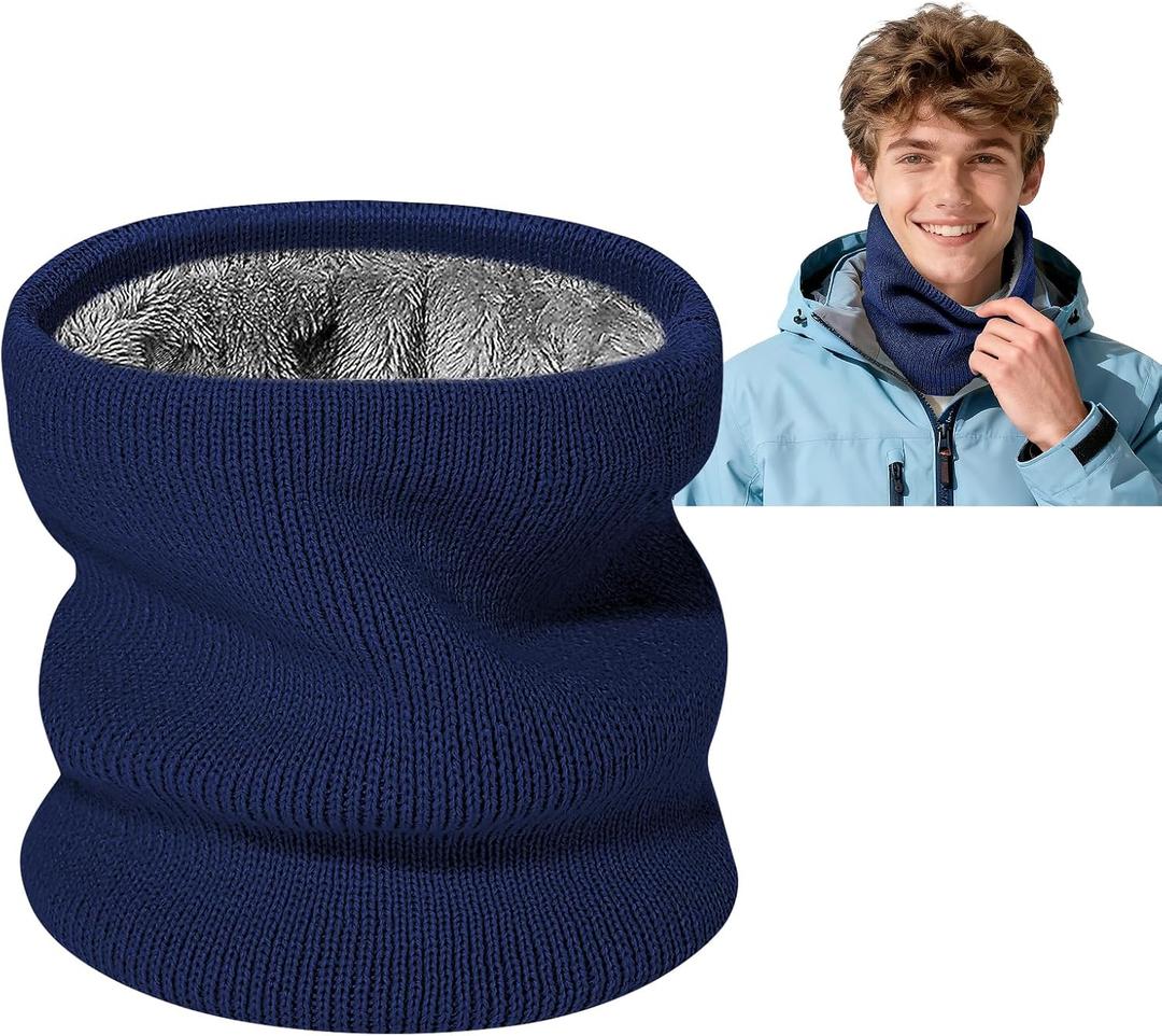 Winter Neck Warmer Gaiter: Windproof Thick Fleece Lined Warm Neck Scarf for Skiing Cycling Snowboarding for Men Women (One Size, Navy)