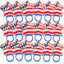 Red, White and Blue Candy, American Flag Star Suckers, 4th of July Treats, Individually Wrapped Lollipops (Ring), Best By: 07/03/2026