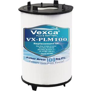 Vexca® Swimming Pool Filter Cartridge Compatible with Pentair's Sta-Rite PLM100, 27002-0100S and System 2 Modular Media Pool and Spa D.E. Filter, 100 Sq.Ft, 1 Pack