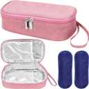 Breastmilk Cooler Bag with Ice Pack, Portable Insulated Breast Milk Storage Cooler Bag, Small Stylish Breastmilk Storage Bag Cooler with Wrist Strap (Pink)