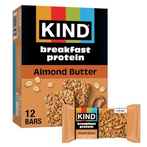 5 x KIND Breakfast Protein Bars, Almond Butter, Gluten Free, Low Sodium, Healthy Snacks, 8g Protein, 6 Count (6 Packs of 2 Bars) (EXP 06/15/27)
