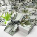 Vamos Tile 100-Piece Glossy Ice Green Peel and Stick Backsplash Tile,3''x6'' PVC Subway Tile with White Grout,Stick on Backsplash for Kitchen/Bathroom/Fireplace
