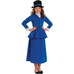 fun shack Girls Victorian Nanny Costume, Kids Pioneer Dress, Historical Costume for Girls, Classic Dress-Up Outfit (X-Large)