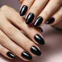 Morily Black Press on Nails - Glossy Short Oval Fake Stick on Nails, Reusable Full Cover Artificial False Fingernails for Women, 24 Pcs in 12 Sizes