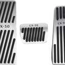 LEXLEY 3PCS Anti-Slip Aluminum Brake Gas Dead Pedal Pads,Auto No Drilling Accelerator Pedal Covers Only for Mazda 2023 2024 2025 2026 CX-50-SLIVER