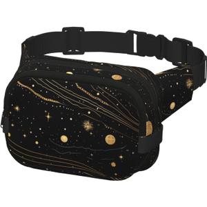 Fanny Pack Belt Bag for Men Women Gold and silver space themed Adjustable Waist Packs Bag Crossbody Bags for Travel