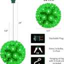 Christmas Lighted Ball 5.5" Outdoor Hanging Sphere Lights Orb 50 LED Green Starlight Sphere for Tree, Porch, Gazebo, Bedroom Decorations
