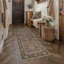 Brown Washable 2x5 Runner Rugs for Hallway Entryway Vintage Distressed Neutral Rug Carpet Durable Soft Non Slip & Shedding Stain Resistant Low Pile Indoor Home Decor
