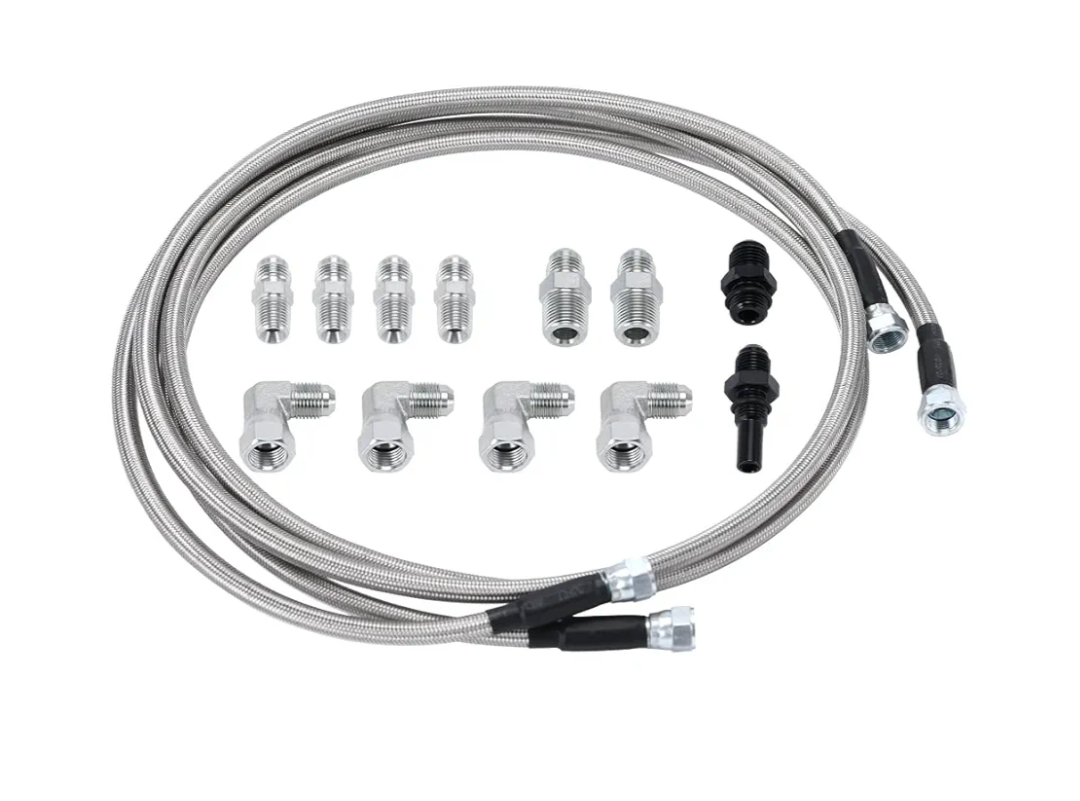6AN 70" Transmission Fluid Oil Cooler Hose Line kit for GM Chevy Transmission 4L80E TH350 TH400 4L60E 700R4 200-4R TR6060 Ford AOD 4R100 4R70W and C5 Stainless Steel Braided PTFE Hose