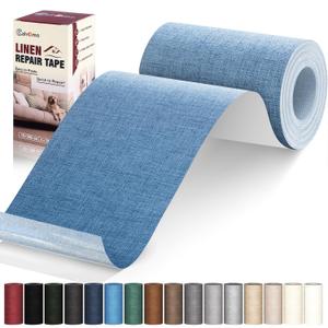 Cahomo Linen Repair Tape 4x79 inch, Self Adhesive Fabric Patches, Linen Patch Tape Kit, Fabric Repair Tape for Couch Sofas, Headboards, Chairs, Pillows, Curtains, Couches - Blue