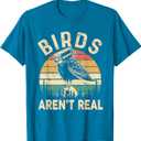Funny Retro Vintage Birds aren't Real Birds Spies Men Women T-Shirt, Size S, Blue